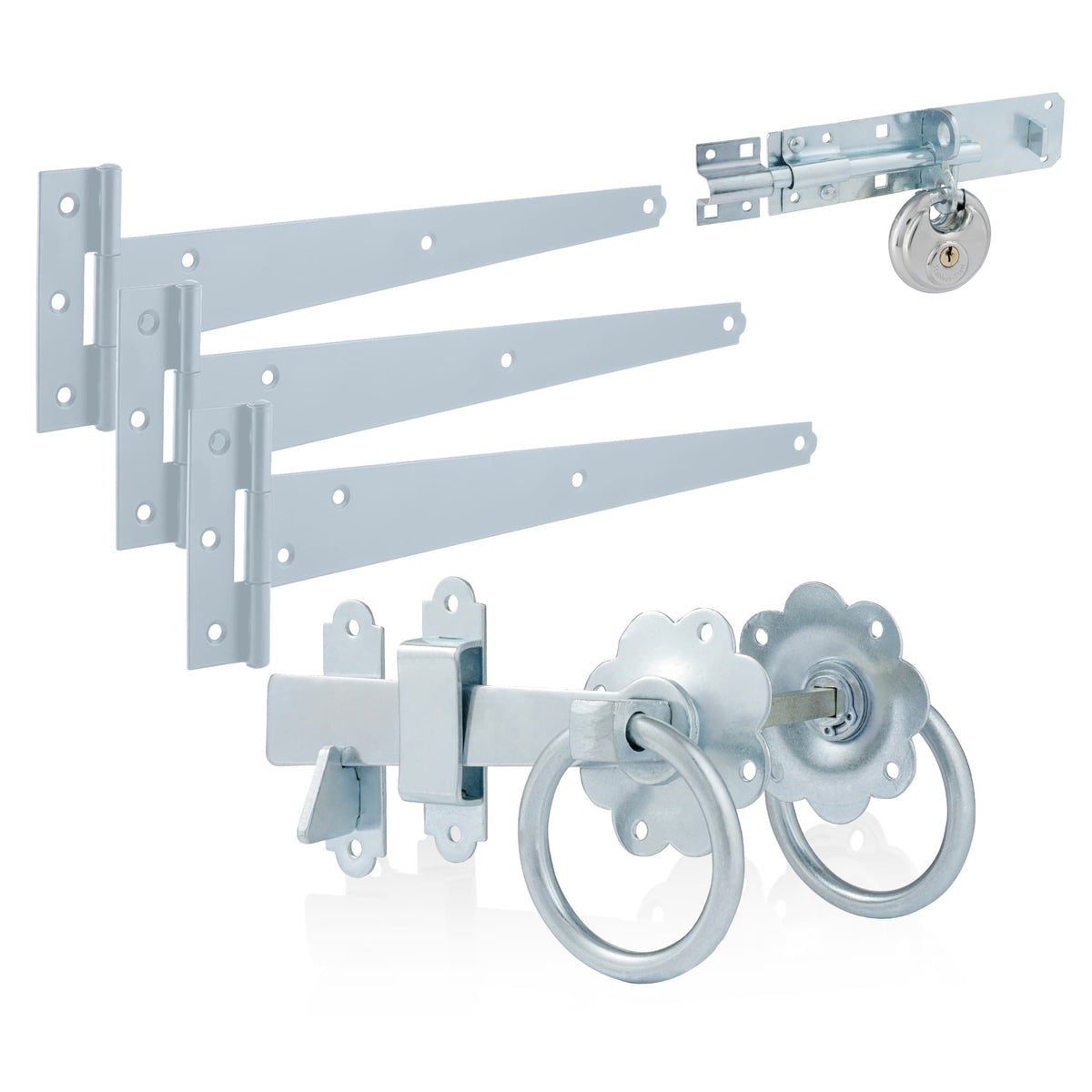 XFORT Black Ring Gate Kit Complete with T Hinges, Brenton Bolt & Discus ...