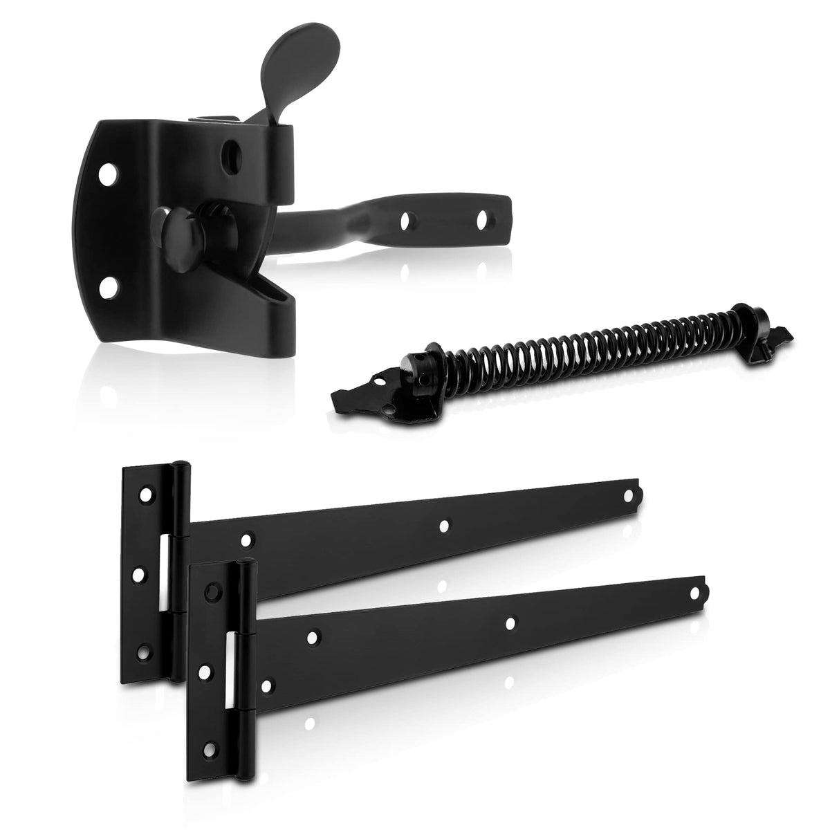 XFORT Auto Gate Latch Complete Kit with T Hinges and Gate Spring