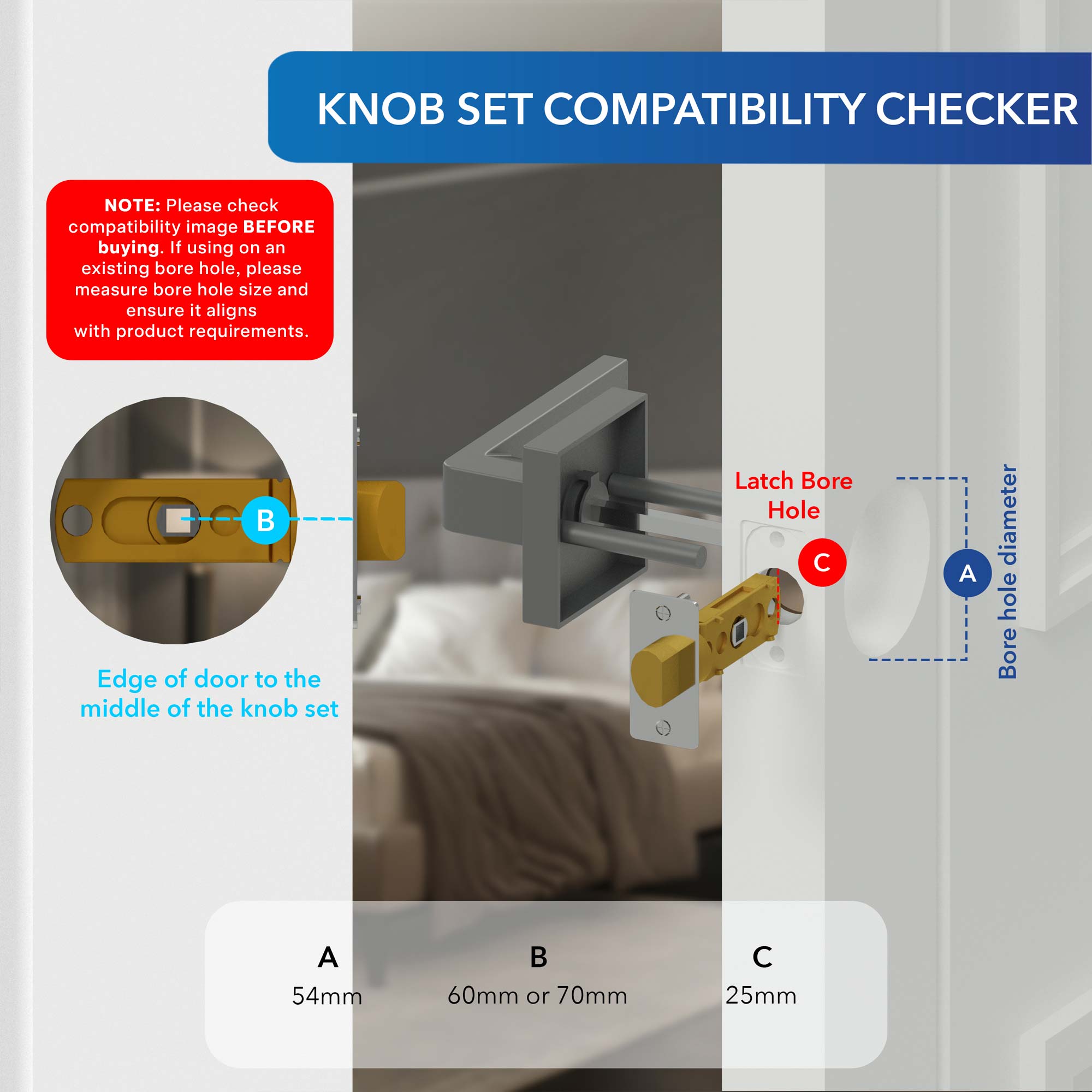 Setting Knob XFORT Quad Passage Knob Set, Door Knob for Internal Wooden Doors