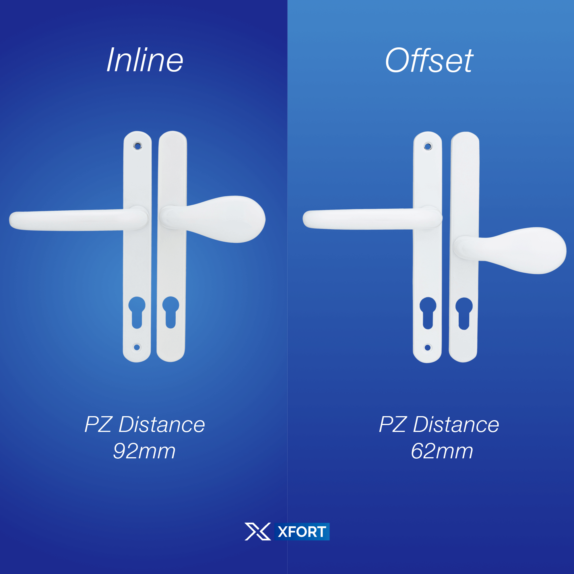 Pvc Offset Handle XFORT Uros Lever Pad Offset UPVC Front Door Handle